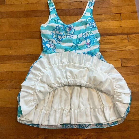 Lilly Pulitzer Sandrine Shorely Blue Tossing The Line Fit & Flare Dress Size 10 - Picture 3 of 6